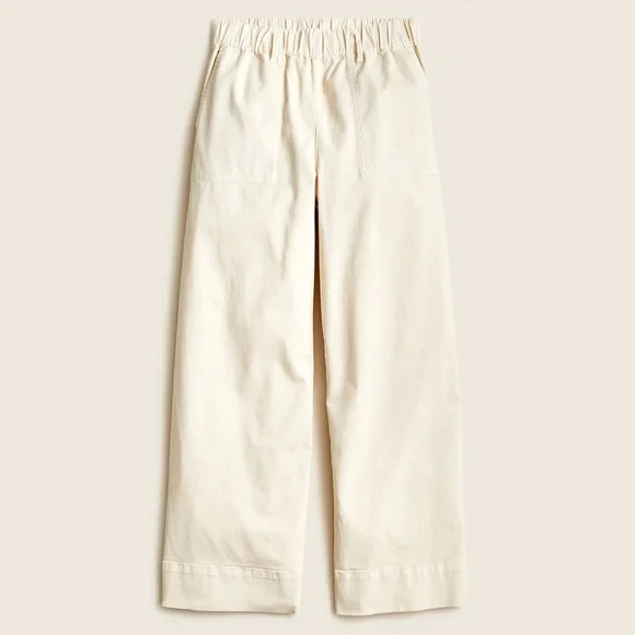 J. Crew Pull On Wide Leg Chino Pant Elastic Waist Summer Crop AY943 TALL Large - Picture 2 of 11